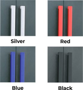 CrownWall Metal Garage Cabinet Handle color options : Silver, Red, Blue, Black