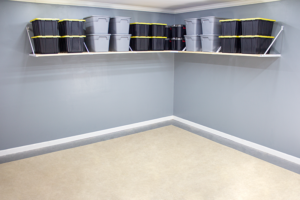 Rhino Shelf for getting storage bins off the floor in your storage room. Seattle Washington