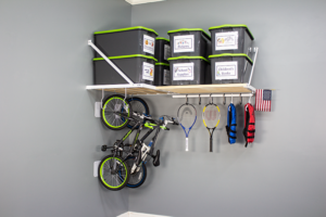 Rhino Shelf for storing and organizing sports equipment, bikes, and storage bins in the garage in Seattle